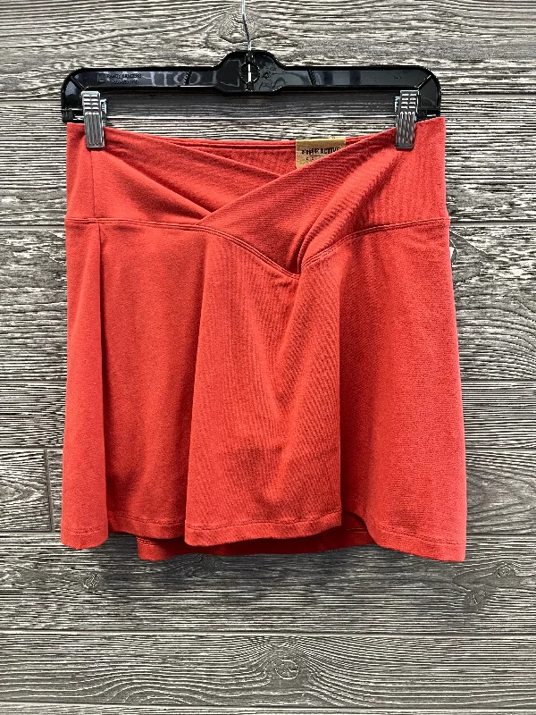 Sports pants featuring metallic threads shine soft -Athletic Skort By Pink In Orange, Size: M