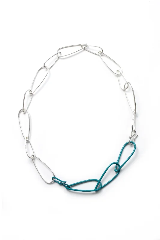 Beautiful necklaces and pendants with moon and star charms for a dreamy effect-Modular Necklace in Silver and Bold Teal