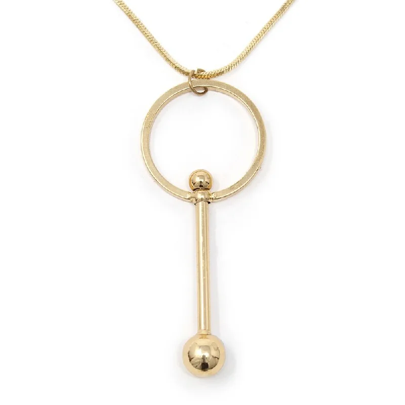 Best necklaces and pendants with silver chains for a sleek, timeless look-Long Necklace with Ring Bar Pendant Gold Plated