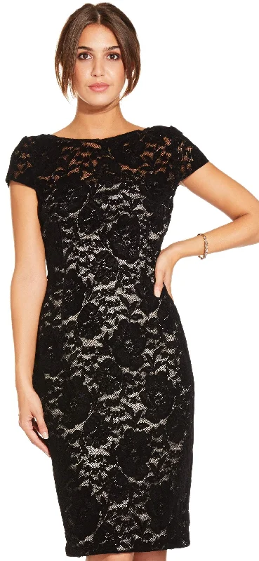 Trendy plus size dresses with bold prints stand out -Adrianna Papell - AP1E204098 Floral Lace Cap Sleeve Sheath Dress