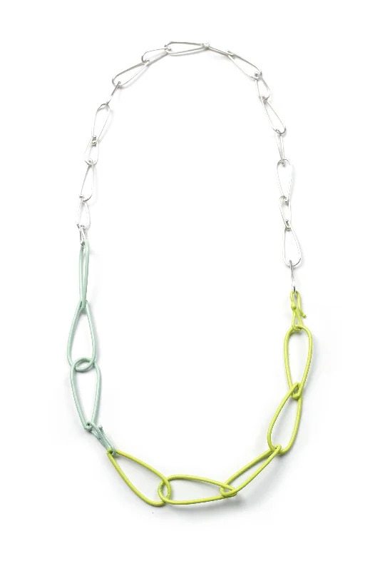 Necklaces and pendants with abstract shapes for a modern, creative appearance-Modular Necklace in Silver, Neon Chartreuse, and Soft Mint