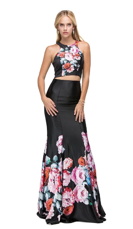 Plus size dresses with sleek finishes stay polished -Dancing Queen - 9904 Two-Piece Floral Multi-print Formal Dress