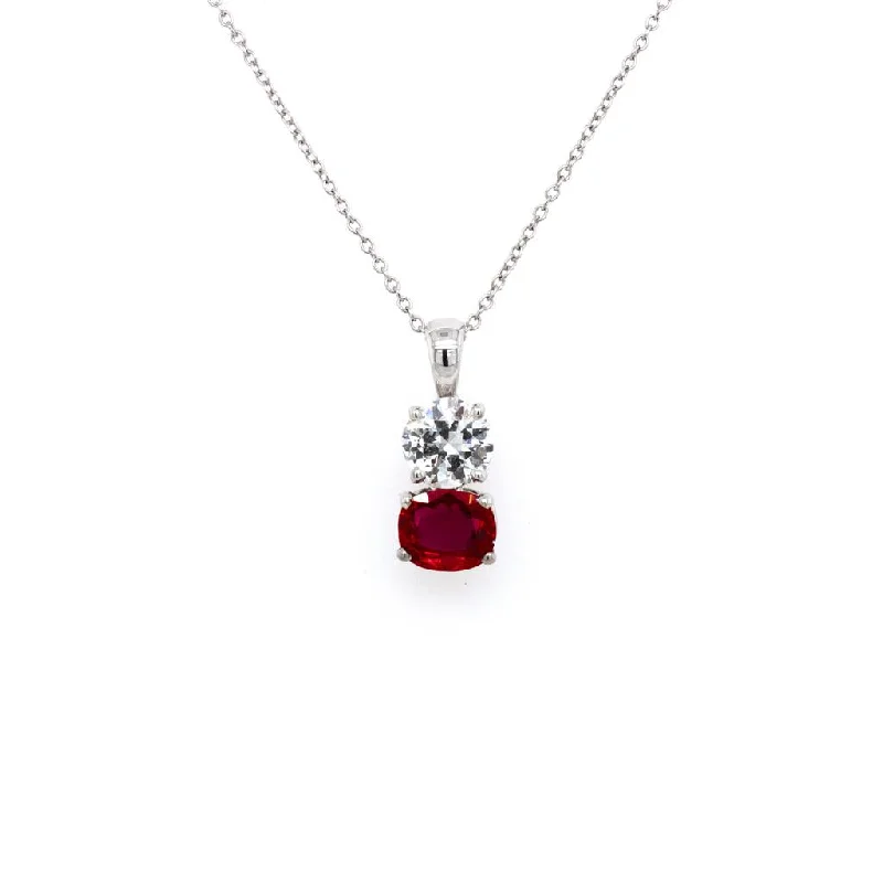 Necklaces and pendants with matching rings for a coordinated set of jewelry-Diamond and Ruby Pendant