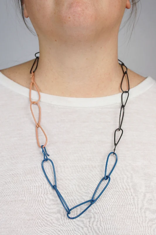 Stylish necklaces and pendants with diamonds for a glamorous and elegant look-Modular Necklace in Steel, Azure Blue, and Dusty Rose