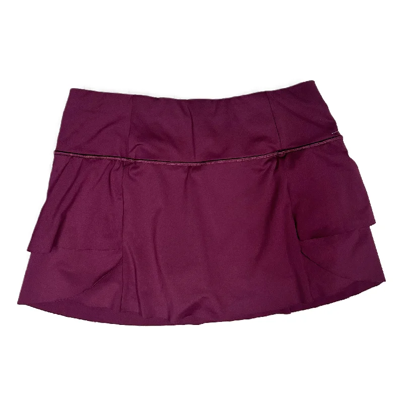 Sports pants featuring shiny stripes gleam bright -Athletic Skort By Athleta In Purple, Size: M