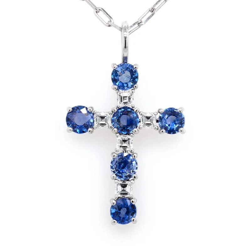 Best necklaces and pendants with vintage coin pendants for a unique accessory-Sapphire and Diamond Cross Pendant