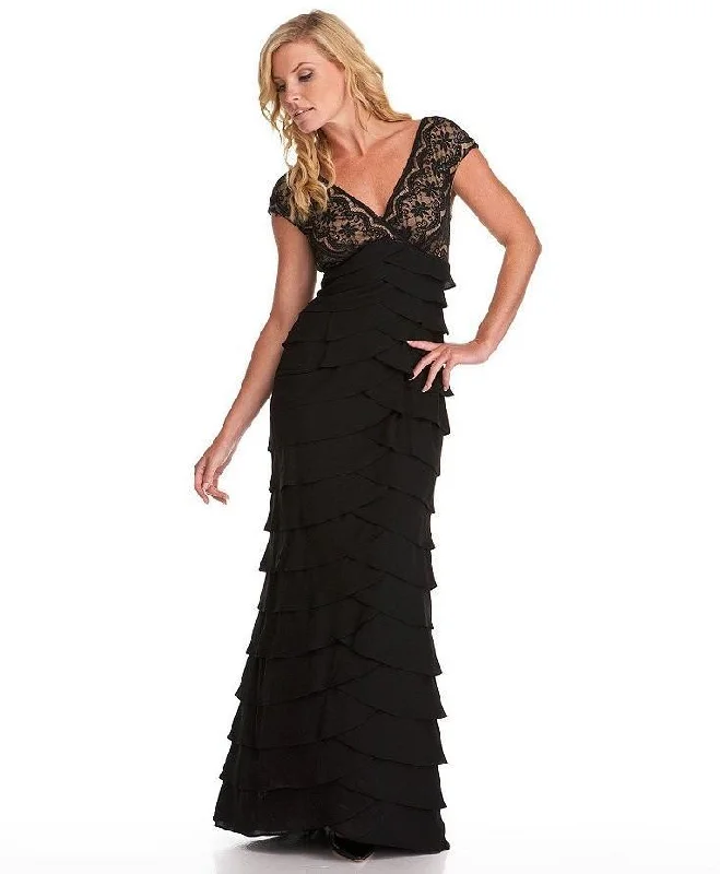 Elegant plus size dresses for weddings fit beautifully -Adrianna Papell - Lace V-Neck Chiffon Dress 41837860