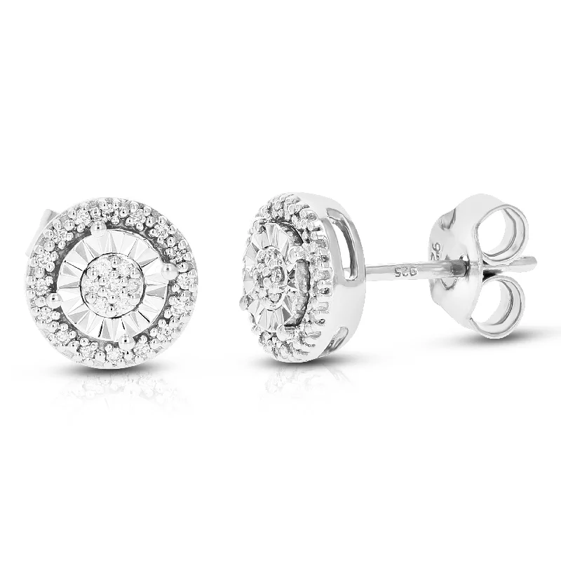 Best hoop earrings with crescent-shaped designs for a bold, moon-inspired style-1/10 cttw 46 Stones Round Lab Grown Diamond Studs Earrings .925 Sterling Silver prong Set Round Shape