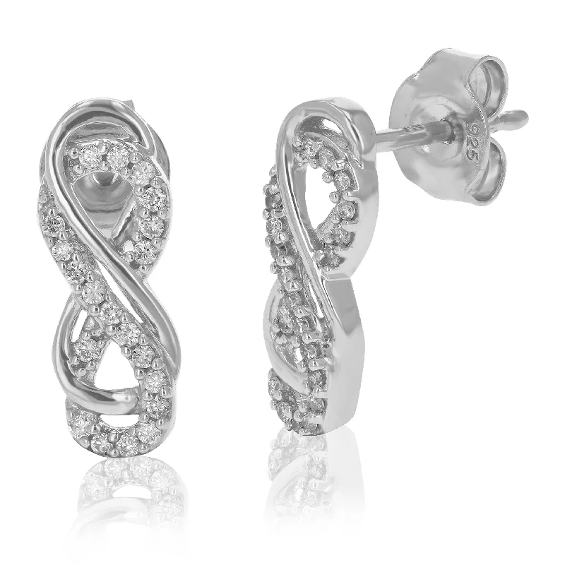 Best hoop earrings with sparkling cubic zirconia for a brilliant, budget-friendly effect-1/2 inch Dangles 1/6 cttw Round Lab Grown Diamond Earrings .925 Sterling Silver Prong Settings