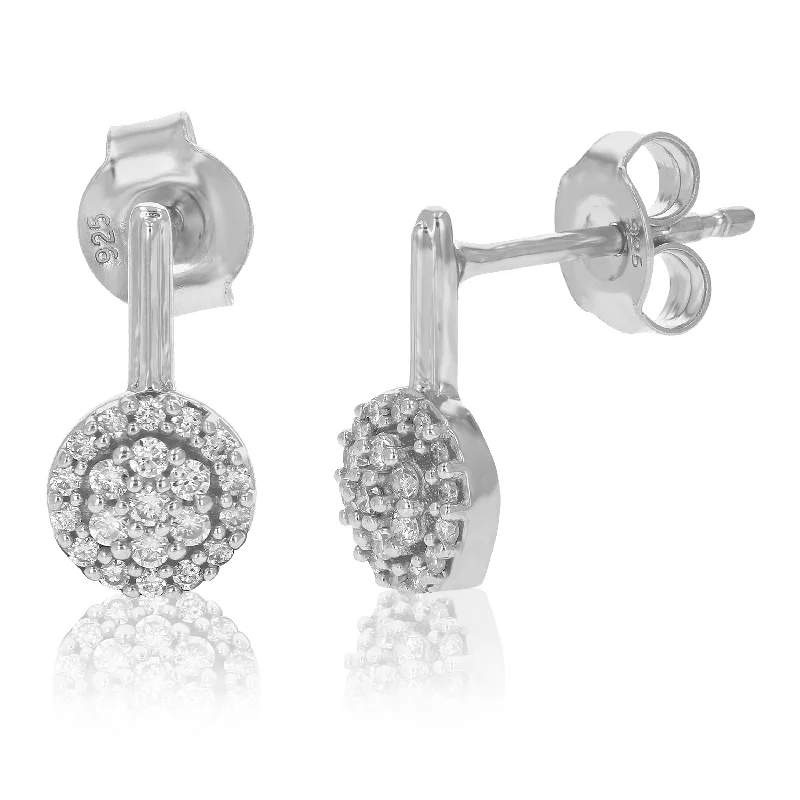 Best hoop earrings with twisted rope designs for a nautical-inspired style-1/5 cttw Round Lab Grown Diamond Dangle Earrings .925 Sterling Silver Prong Settings Size 1/2 Inch