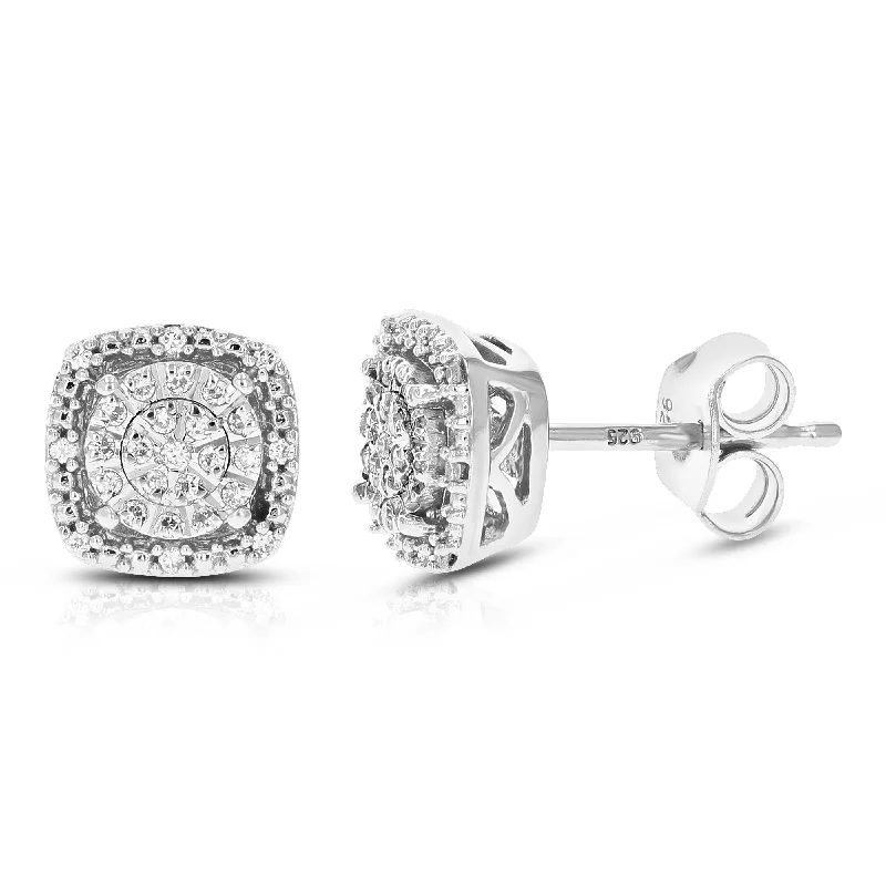 Best hoop earrings with Swarovski crystals for added sparkle and luxury-1/6 cttw 54 Stones Round Lab Grown Diamond Studs Earrings .925 Sterling Silver Prong Set Square Shape