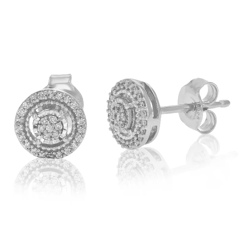 Best hoop earrings with satin ribbons for a soft, feminine appearance-1/6 cttw Lab Grown Diamond Earrings Round Studs Made In 925 Sterling Silver Prong Settings