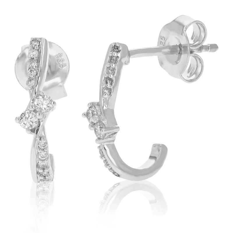 Hoop earrings with infinity loop designs for a continuous and eternal shape-1/6 cttw Round Lab Grown Diamond Dangle Earrings .925 Sterling Silver Prong Set 1/2 Inch