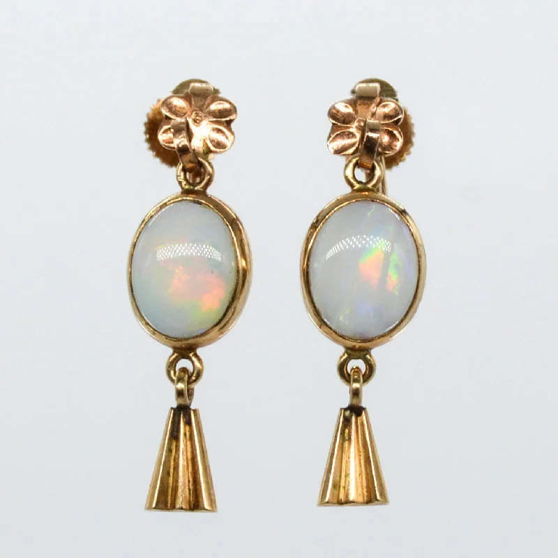 Best hoop earrings with intricate beaded details for a textured, stylish appearance-Clip On Bezel Opal Earrings | 2.00ct |