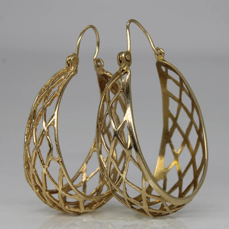 Hoop earrings with braided patterns for a detailed and textured finish-Yellow Gold Lattice Earrings |