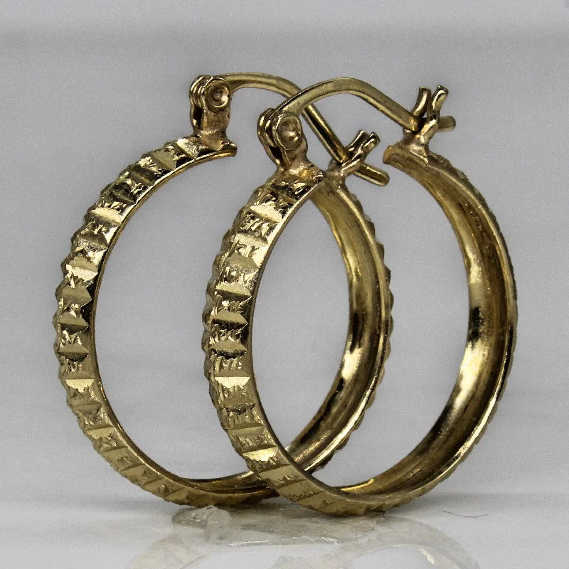 Best hoop earrings with intricate beaded details for a textured, stylish appearance-Yellow Gold Textured Hoop Earrings |