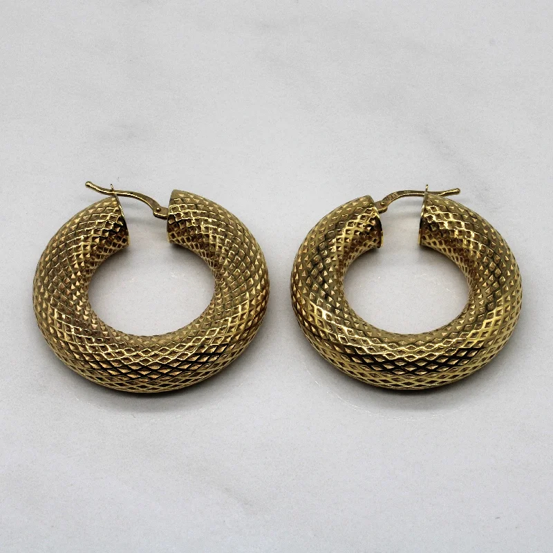 Hoop earrings with stacked layers for a bold and textured design-Lattice Hoop Earrings |