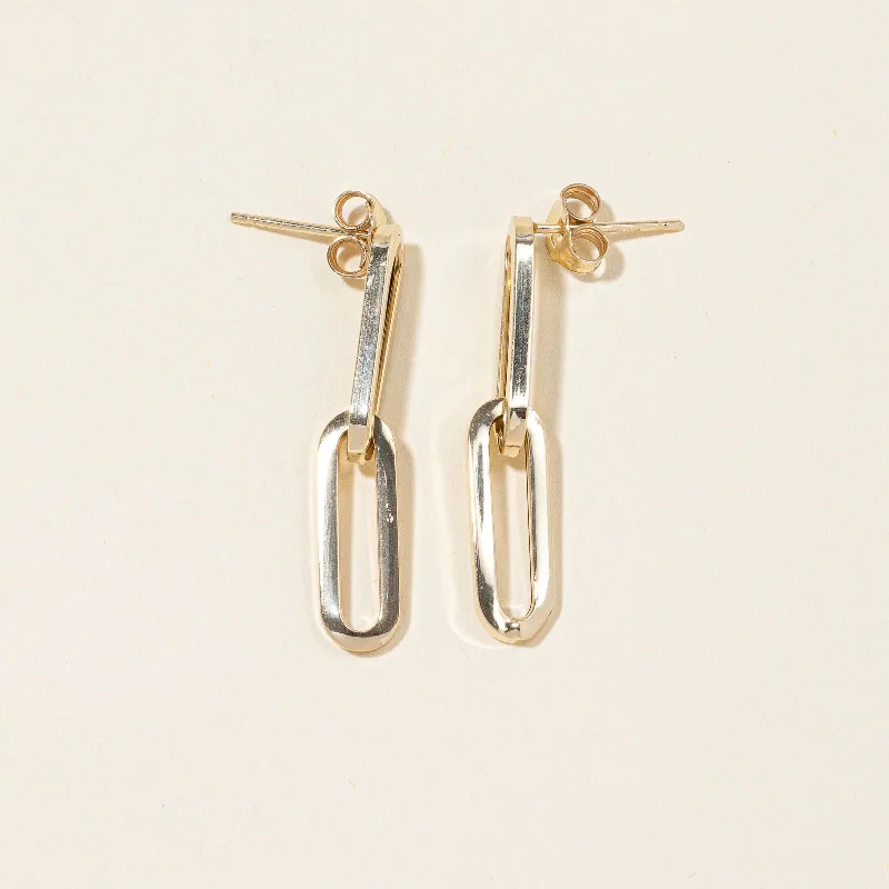 Classic hoop earrings with a thin profile for a sleek and subtle style-14k Yellow Gold Oval Link Earrings