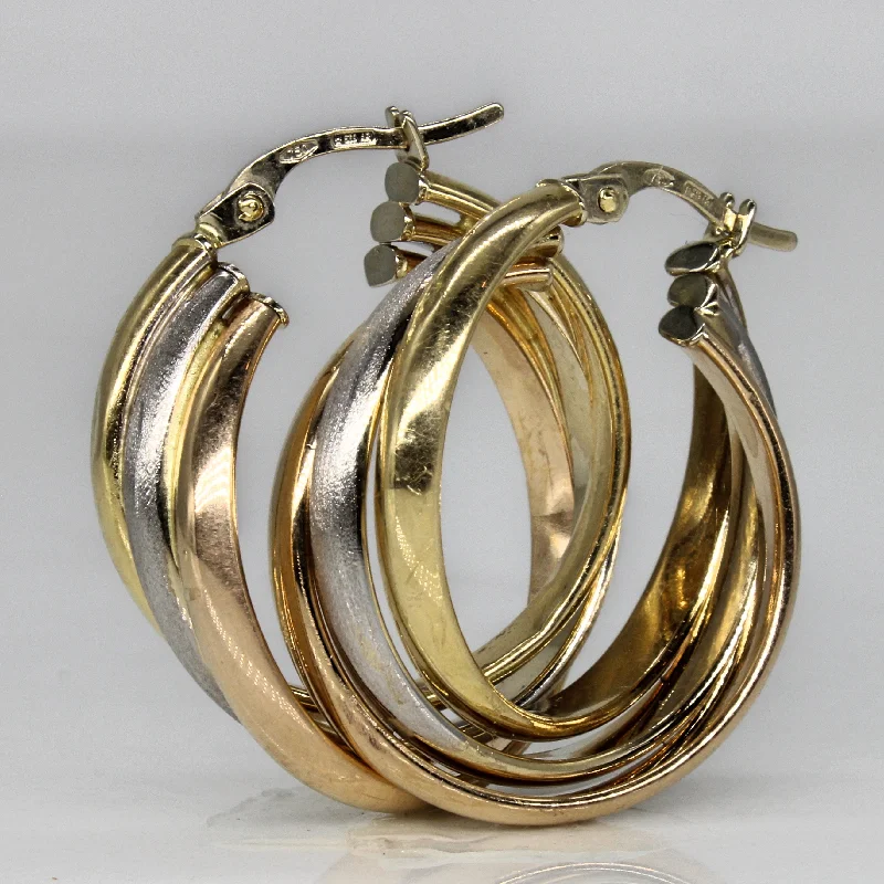 Best hoop earrings with minimalist designs for a clean and modern aesthetic-Tri Tone Spiral Hoops |