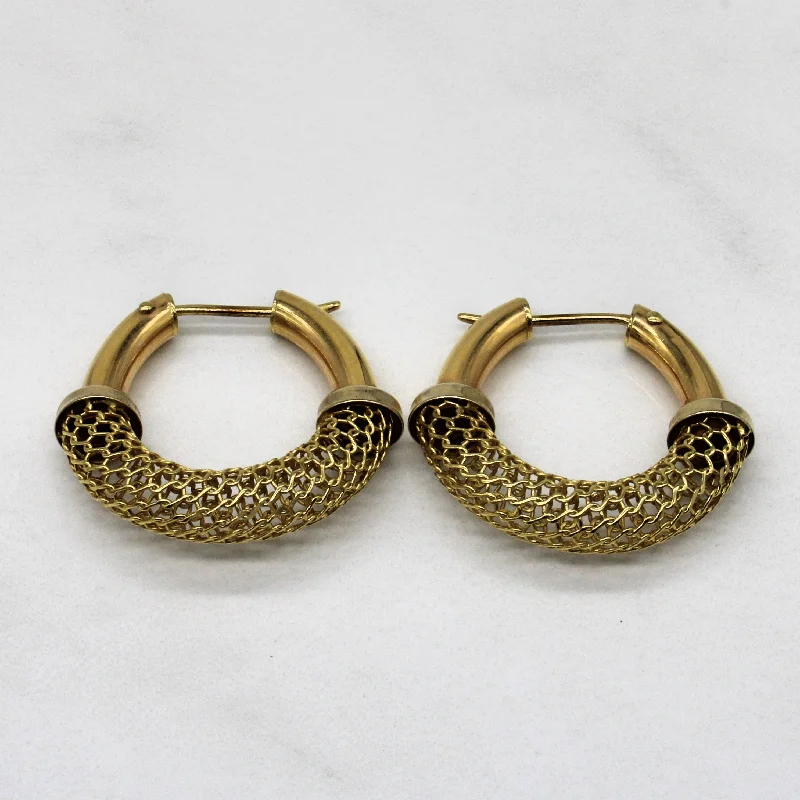 Best hoop earrings with angel wing accents for a spiritual and meaningful design-Yellow Gold Lattice Hoop Earrings |