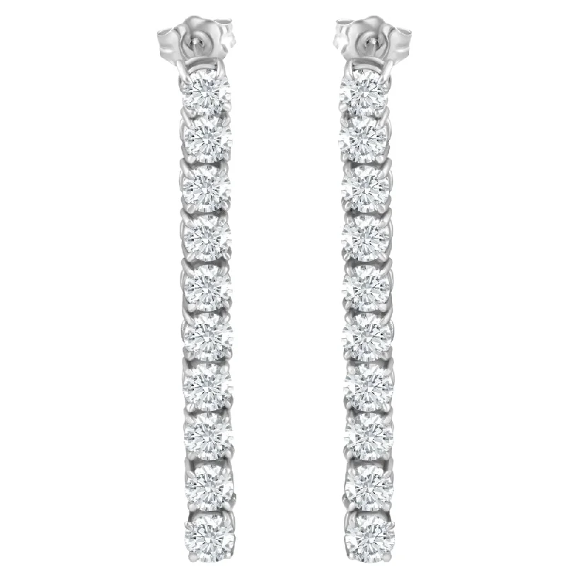 Hoop earrings with polished metal for a shiny and high-quality finish-4Ct TW Real Diamond Dangle Earrings Women's Studs 14K White Gold 1 1/2" Tall