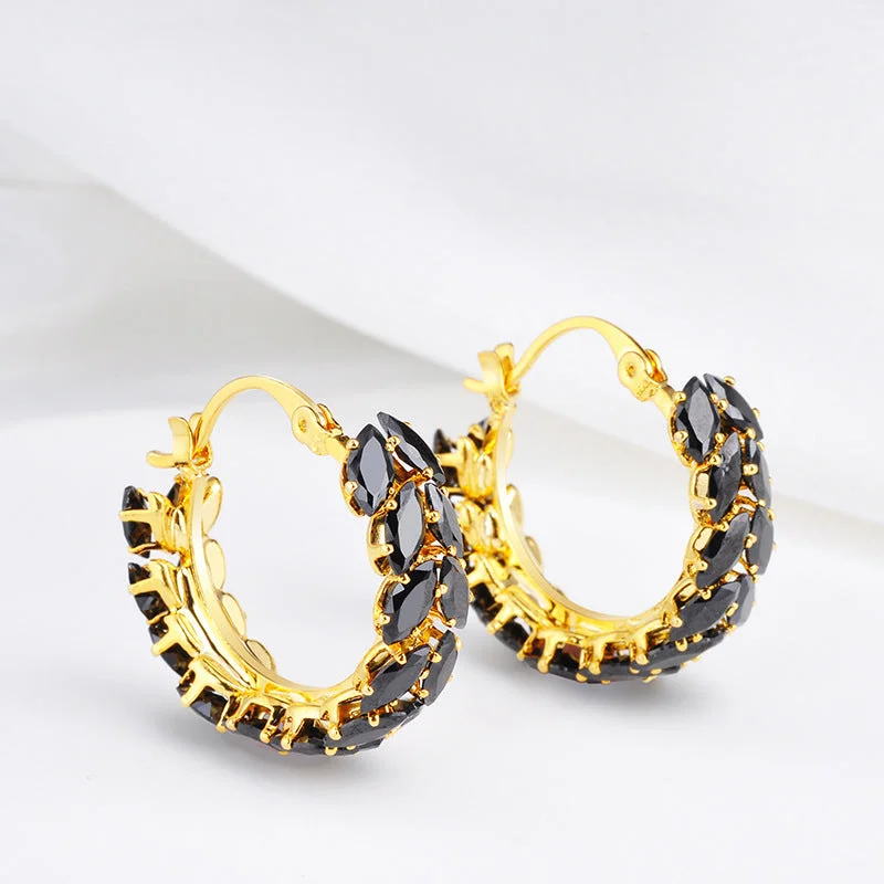 Medium hoop earrings for an everyday look with the perfect balance of style-Black Zircon Earrings Accessories for Women