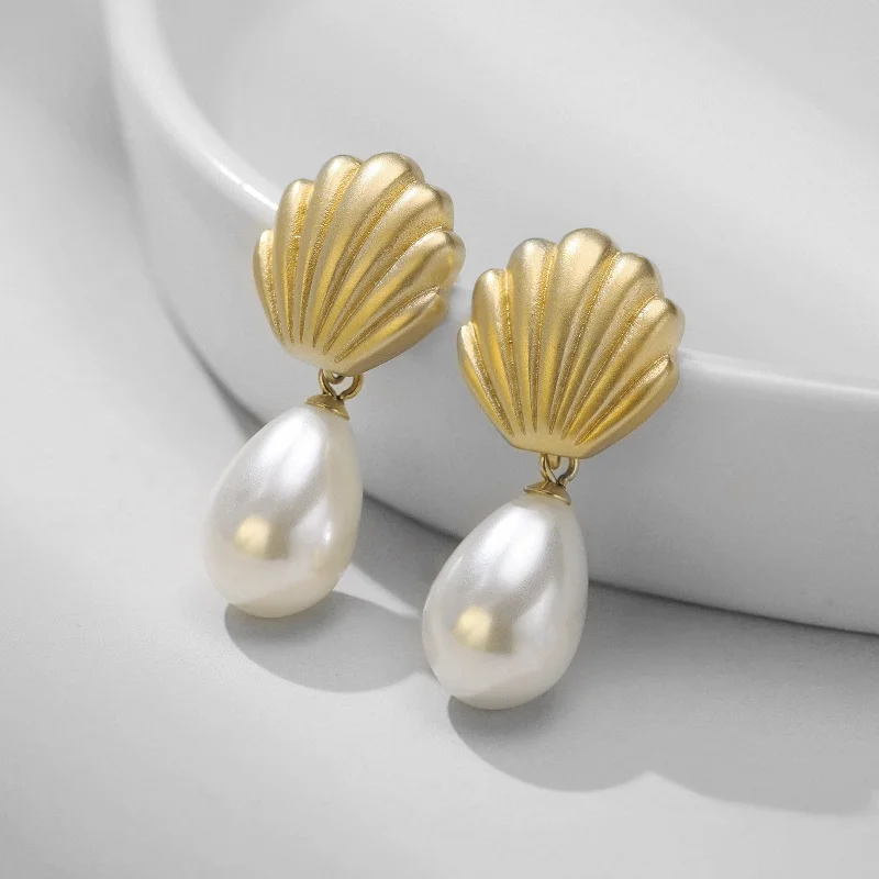 Hoop earrings with open designs for a modern, lighthearted vibe-18K Gold Pearl Earrings Women Accessory