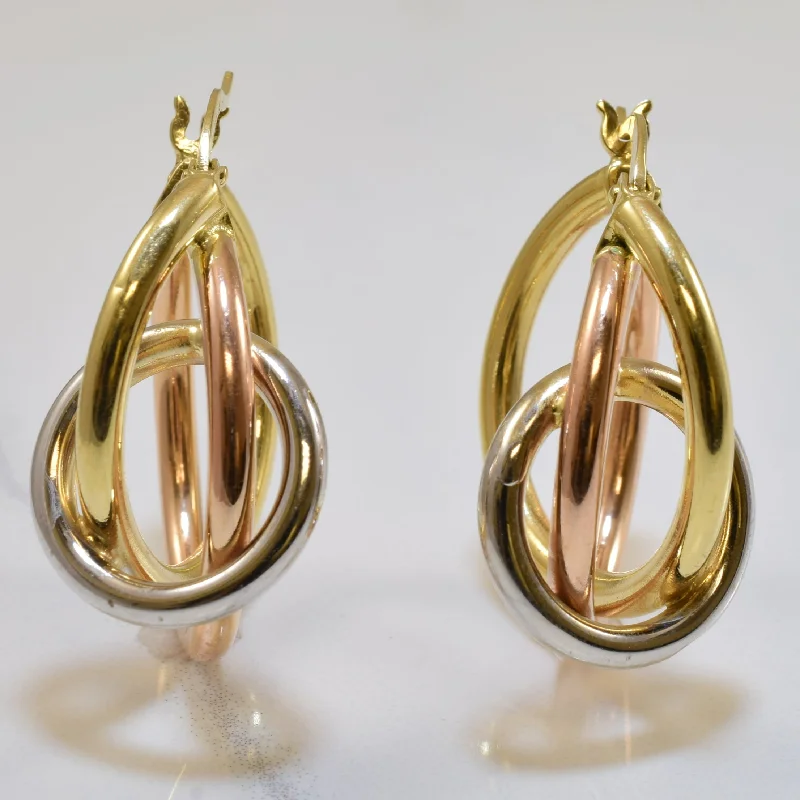 Best hoop earrings with gold for a luxurious and timeless look-Abstract Tri Tone Hoop Earrings |