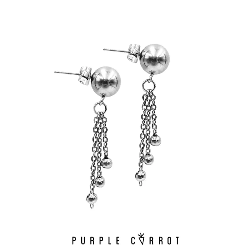 Hoop earrings with heart-shaped frames for a romantic and feminine look-Ball Chain Tussle earring