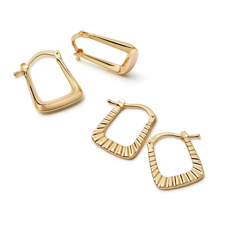 Hoop earrings with a chunky design for a bold and trendy statement-Bold Creole Earring Stack 18ct Gold Plate