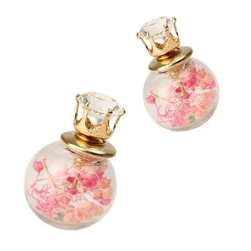 Hoop earrings with a chunky design for a bold and trendy statement-Trendy Ear Stud Double Color Baby's Breath Glass Ball Flower Earrings