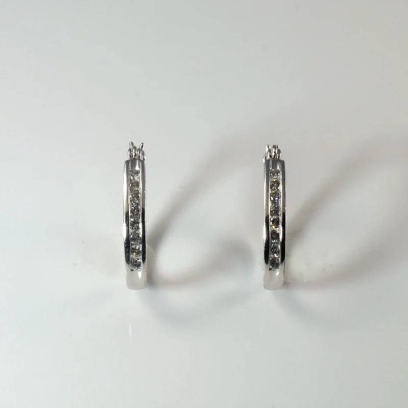 Small hoop earrings for a delicate and understated everyday wear-Channel Set Diamond Hoop Earrings | 0.48ctw |