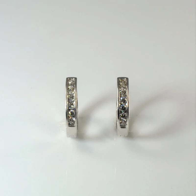 Hoop earrings with cut-out designs for a creative and lightweight effect-Channel Set Diamond Huggie Earrings | 0.49ctw |