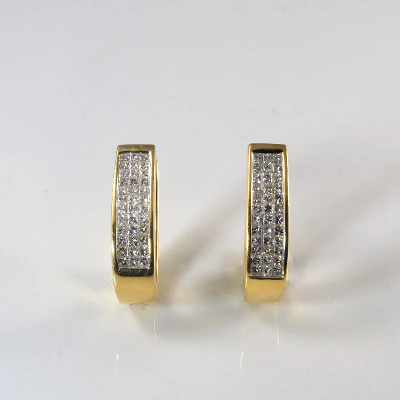 Pave Princess Diamond Huggie Earrings | 0.90ctw |