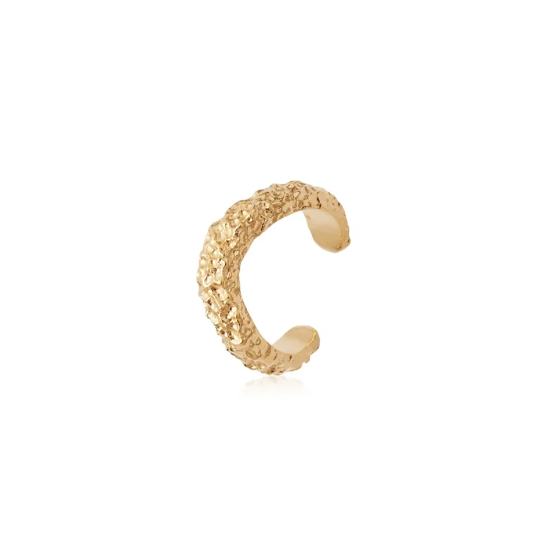 Best hoop earrings with intricate beaded details for a textured, stylish appearance-Coral Cuff Earring 18ct Gold Plate