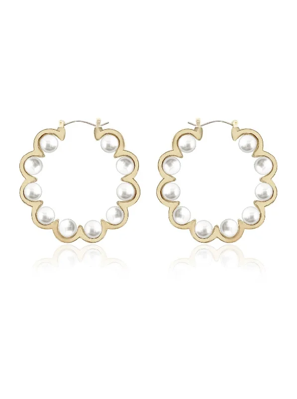 Hoop earrings with oversized designs for a bold, fashion-forward statement-Covered in LUXE Pearl Hoops