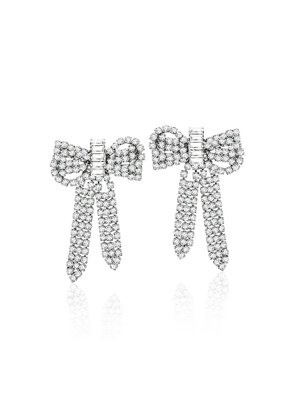 Best hoop earrings with geometric cuts for a sharp, modern appeal-Crystal Bow Earrings