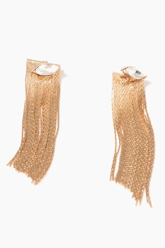 Classic hoop earrings with a thin profile for a sleek and subtle style-Gold Fringe Earrings