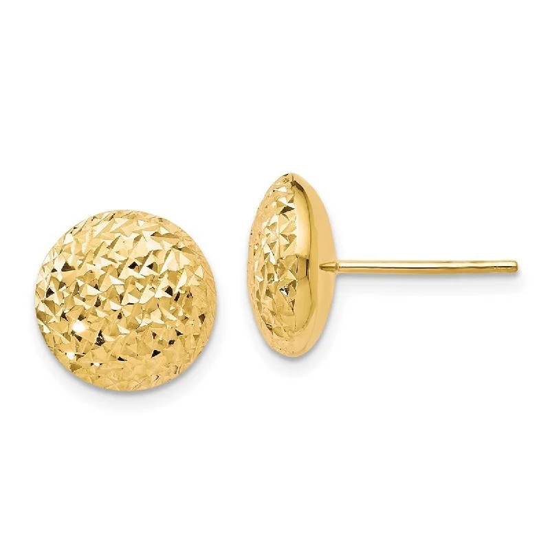 Hoop earrings with artistic filigree designs for an intricate, delicate finish-Curata 10k Yellow Gold Textured 11mm Button Post Earrings