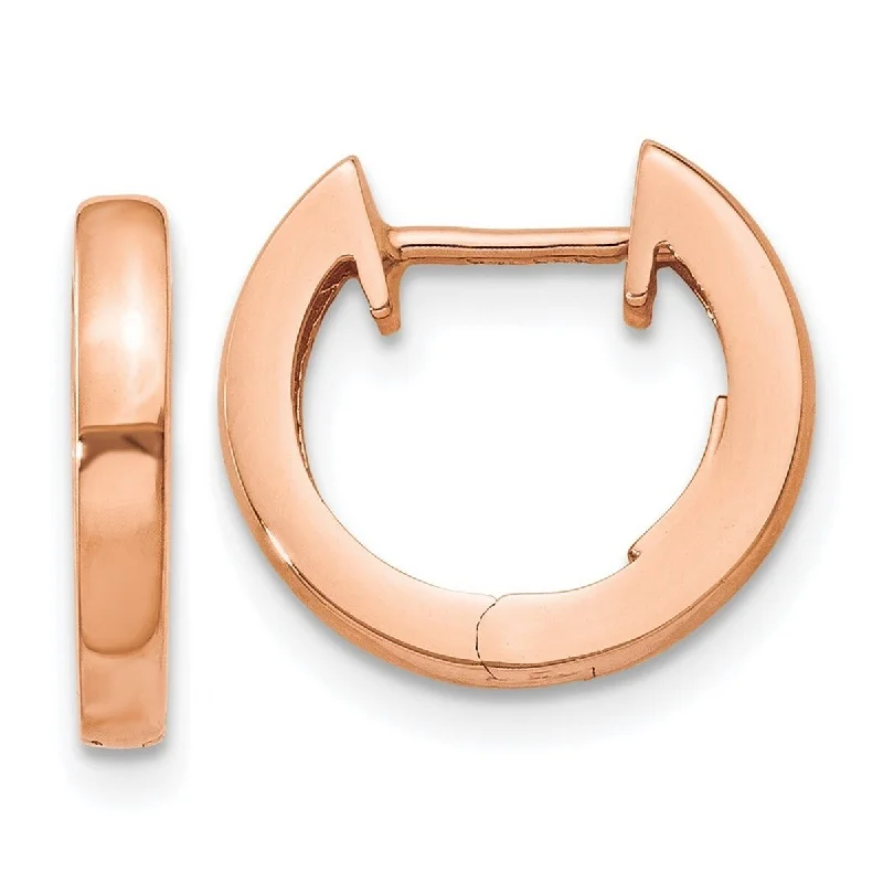 Best hoop earrings with gold-plated finishes for an affordable luxury vibe-Curata 14k Rose Gold 2X13mm Hinged Huggies Hoop Earrings