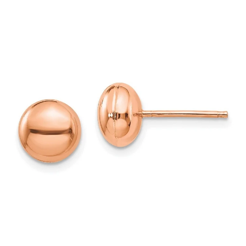 Stylish hoop earrings with diamond accents for an elegant and sparkling effect-Curata 14k Rose Gold Polished 8mm Button Post Earrings