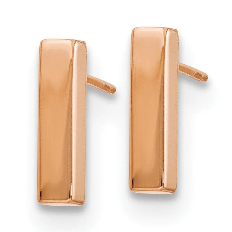 Hoop earrings with open designs for a modern, lighthearted vibe-Curata 14k Rose Gold Polished Bar Post Earrings - 12.5x3mm