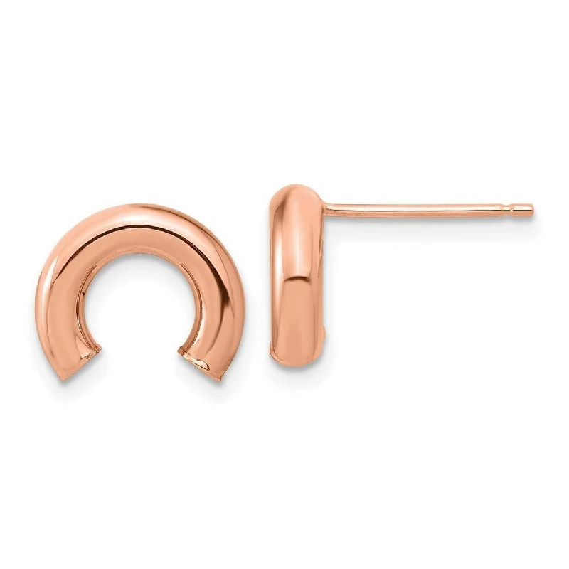 Best hoop earrings with oval shapes for a unique and elongated design-Curata 14k Rose Gold Polished Lucky Horseshoe Post Earrings 11.7x12.2mm