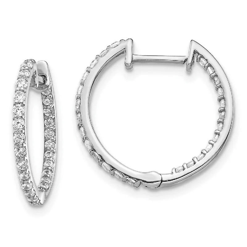 Hoop earrings with polished silver finish for a shiny, modern appeal-Curata 14k White Gold Diamond Hoop Earrings Measures 17x18mm Wide 2mm Thick