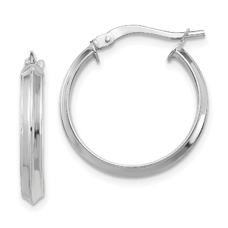 Hoop earrings with diamond-cut surfaces for added sparkle and shine-Curata 14k White Gold Polished 3mm Hoop Earrings