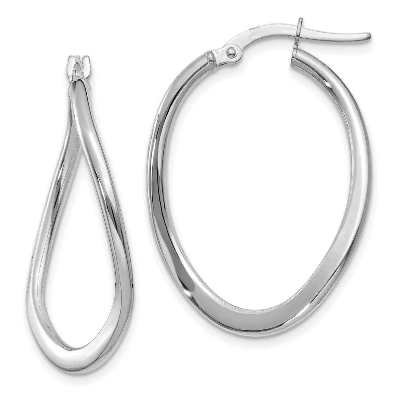 Best hoop earrings with turquoise stones for a bohemian-inspired vibe-Curata 14k Yellow or White Gold 2x19mm Polished Tapered Twist Hoop Earrings