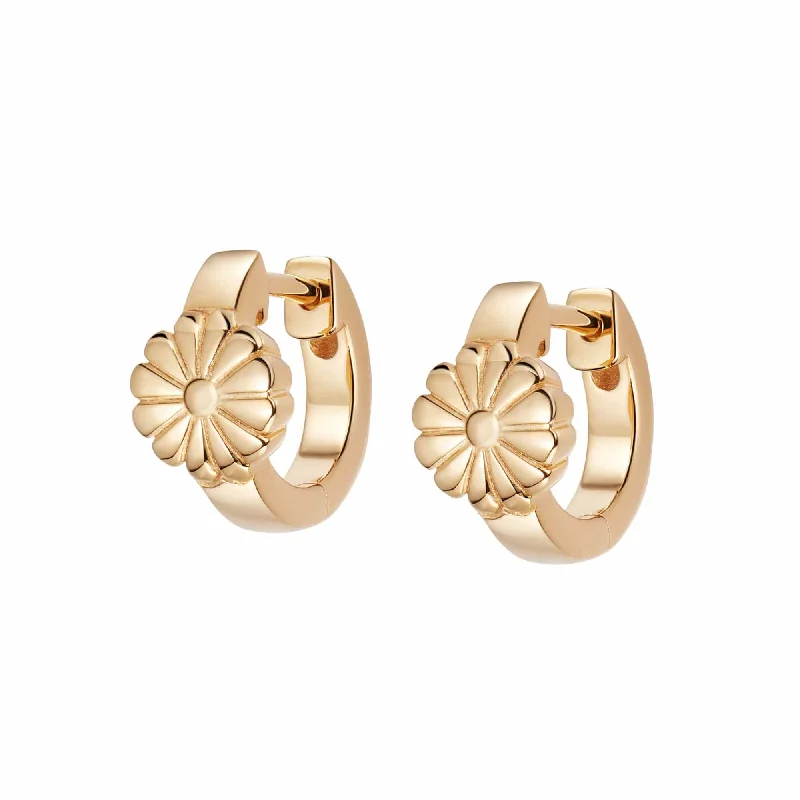 Hoop earrings with leather accents for a sleek and bold combination-Daisy Bloom Huggie Earrings 18ct Gold Plate