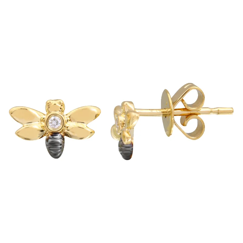 Hoop earrings with faceted crystals for added sparkle and shine-Diamond Bee Earrings