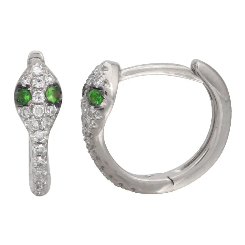 Hoop earrings with circle designs for a classic and timeless shape-Diamond Snake Huggies