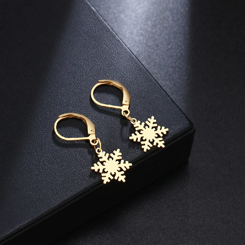 Hoop earrings with rhinestone-studded rims for a glamorous touch-Shiny Snowflake Earrings